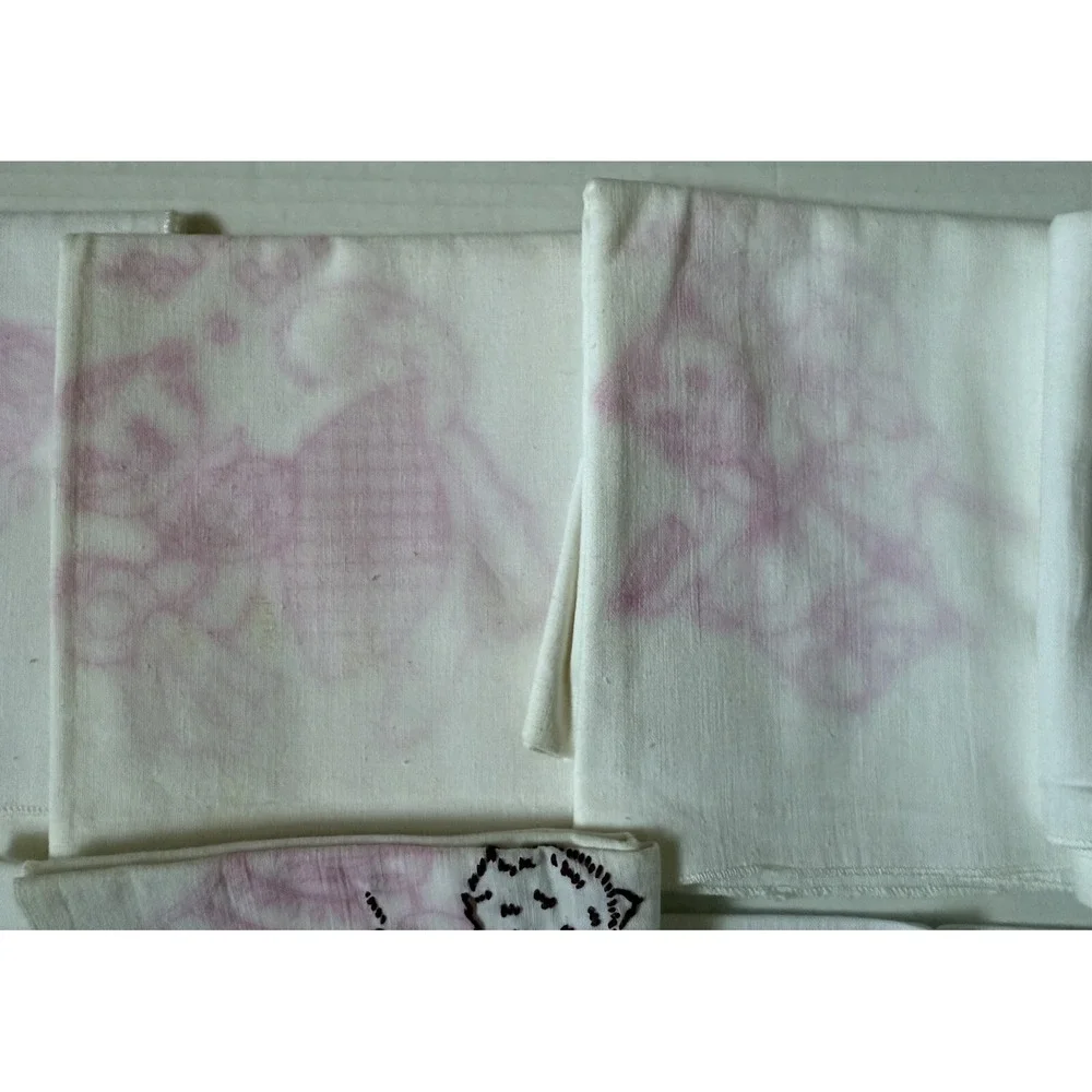 8 Vintage Cat Hand Embroidered Flour Sack Towels - Project to Complete!‎